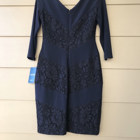 Ralph Lauren Navy Sheath Lace Dress 4P - Picture 9 of 9